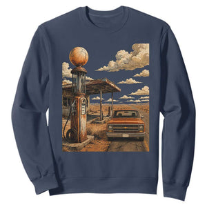 Highway 66 Classic Gas Pump Desert Classic Pickup Truck Car Lover Sweatshirt TS14 Navy Print Your Wear