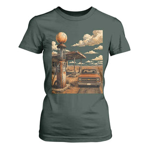 Highway 66 Classic Gas Pump Desert Classic Pickup Truck Car Lover T Shirt For Women TS14 Dark Forest Green Print Your Wear