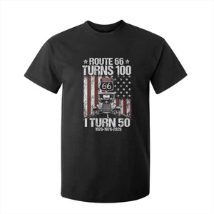 Highway 66 Turn 100 I Turn 50 T Shirt For Kid Vintage 1976 America Road Sign America Antique Car Lover 50 Year Old Gift TS14 Black Print Your Wear