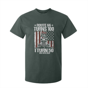 Highway 66 Turn 100 I Turn 50 T Shirt For Kid Vintage 1976 America Road Sign America Antique Car Lover 50 Year Old Gift TS14 Dark Forest Green Print Your Wear