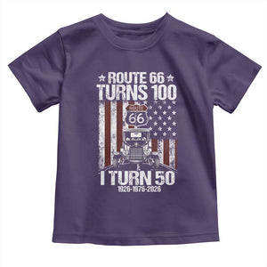 Highway 66 Turn 100 I Turn 50 Toddler T Shirt Vintage 1976 America Road Sign America Antique Car Lover 50 Year Old Gift TS14 Purple Print Your Wear