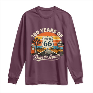 Vintage Highway 66 100th Anniversary 2026 Americana Road Trip Souvenir Long Sleeve Shirt TS14 Maroon Print Your Wear