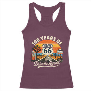 Vintage Highway 66 100th Anniversary 2026 Americana Road Trip Souvenir Racerback Tank Top TS14 Maroon Print Your Wear