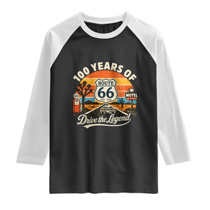 Vintage Highway 66 100th Anniversary 2026 Americana Road Trip Souvenir Raglan Shirt TS14 Black White Print Your Wear