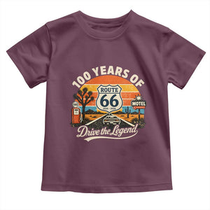 Vintage Highway 66 100th Anniversary 2026 Americana Road Trip Souvenir Toddler T Shirt TS14 Maroon Print Your Wear