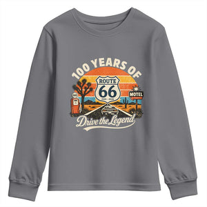 Vintage Highway 66 100th Anniversary 2026 Americana Road Trip Souvenir Youth Sweatshirt TS14 Charcoal Print Your Wear