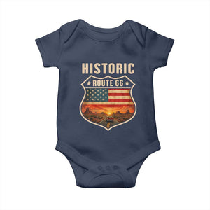 Historic Highway 66 Baby Onesie Vintage American Road Sign Americana Road Trip TS14 Navy Print Your Wear