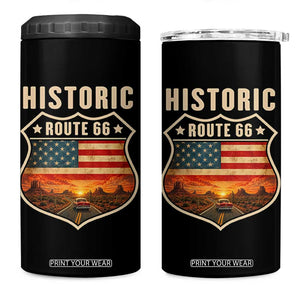 Historic Highway 66 4 in 1 Can Cooler Tumbler Vintage American Road Sign Americana Road Trip TS14 One Size: 16 oz Black Print Your Wear