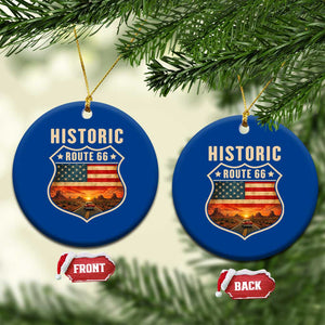 Historic Highway 66 Ceramic Ornament Vintage American Road Sign Americana Road Trip TS14 1pc Blue Print Your Wear