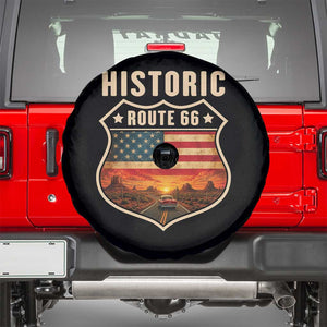 Historic Highway 66 Spare Tire Cover Vintage American Road Sign Americana Road Trip TS14 Black Print Your Wear