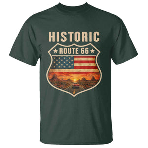 Historic Highway 66 T Shirt Vintage American Road Sign Americana Road Trip TS14 Dark Forest Green Print Your Wear