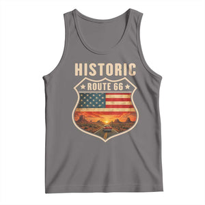 Historic Highway 66 Tank Top Vintage American Road Sign Americana Road Trip TS14 Deep Heather Print Your Wear