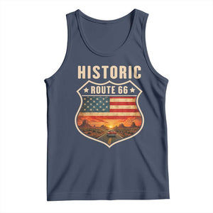 Historic Highway 66 Tank Top Vintage American Road Sign Americana Road Trip TS14 Navy Print Your Wear