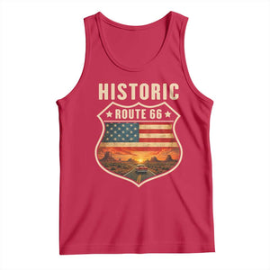 Historic Highway 66 Tank Top Vintage American Road Sign Americana Road Trip TS14 Red Print Your Wear