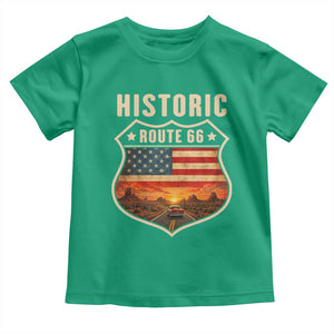 Historic Highway 66 Toddler T Shirt Vintage American Road Sign Americana Road Trip TS14 Irish Green Print Your Wear