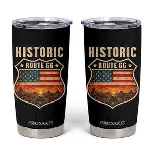 Historic Highway 66 Tumbler Cup Vintage American Road Sign Americana Road Trip TS14 Black Print Your Wear