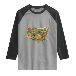 Highway 66 Travel Map 100th Anniversary 1926-2026 Raglan Shirt Vintage Americana Centennial Road Trip Souvenir