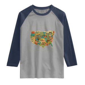 Highway 66 Travel Map 100th Anniversary 1926-2026 Raglan Shirt Vintage Americana Centennial Road Trip Souvenir