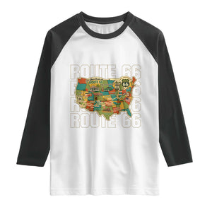 Highway 66 Travel Map 100th Anniversary 1926-2026 Raglan Shirt Vintage Americana Centennial Road Trip Souvenir