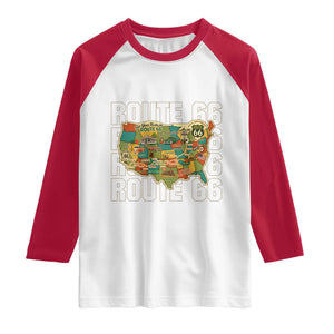 Highway 66 Travel Map 100th Anniversary 1926-2026 Raglan Shirt Vintage Americana Centennial Road Trip Souvenir