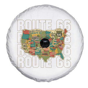 Highway 66 Travel Map 100th Anniversary 1926-2026 Spare Tire Cover Vintage Americana Centennial Road Trip Souvenir