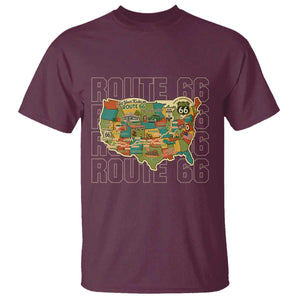 Highway 66 Travel Map 100th Anniversary 1926-2026 T Shirt Vintage Americana Centennial Road Trip Souvenir
