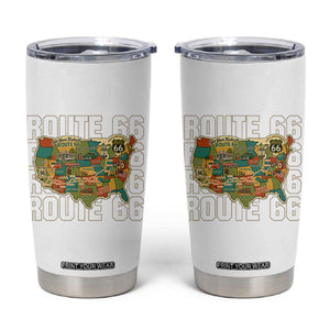 Highway 66 Travel Map 100th Anniversary 1926-2026 Tumbler Cup Vintage Americana Centennial Road Trip Souvenir