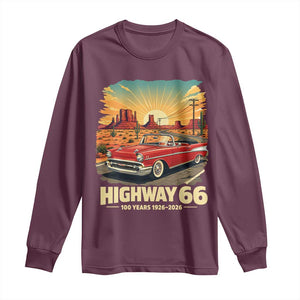 Vintage Highway 66 100th Anniversary Souvenir Long Sleeve Shirt TS14 Maroon Print Your Wear