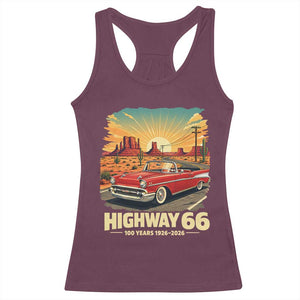 Vintage Highway 66 100th Anniversary Souvenir Racerback Tank Top TS14 Maroon Print Your Wear