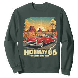Vintage Highway 66 100th Anniversary Souvenir Sweatshirt TS14 Dark Forest Green Print Your Wear