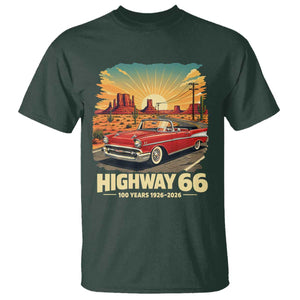 Vintage Highway 66 100th Anniversary Souvenir T Shirt TS14 Dark Forest Green Print Your Wear