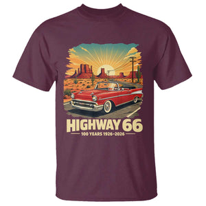 Vintage Highway 66 100th Anniversary Souvenir T Shirt TS14 Maroon Print Your Wear