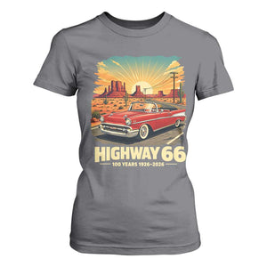 Vintage Highway 66 100th Anniversary Souvenir T Shirt For Women TS14 Charcoal Print Your Wear