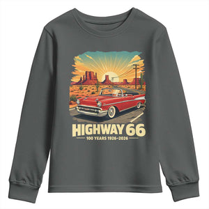 Vintage Highway 66 100th Anniversary Souvenir Youth Sweatshirt TS14 Dark Heather Print Your Wear