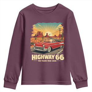 Vintage Highway 66 100th Anniversary Souvenir Youth Sweatshirt TS14 Maroon Print Your Wear