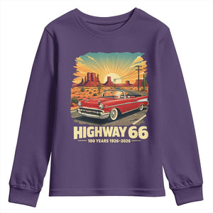 Vintage Highway 66 100th Anniversary Souvenir Youth Sweatshirt TS14 Purple Print Your Wear