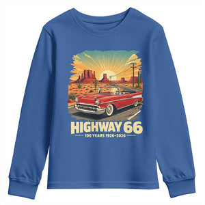Vintage Highway 66 100th Anniversary Souvenir Youth Sweatshirt TS14 Royal Blue Print Your Wear