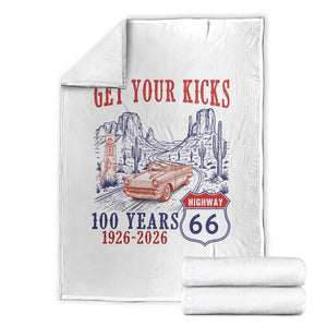 Highway 66 Get Your Kicks Centennial Road Trip 1926-2026 Throw Blanket TS14 White Print Your Wear