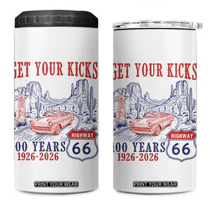 Highway 66 Get Your Kicks Centennial Road Trip 1926-2026 4 in 1 Can Cooler Tumbler TS14 One Size: 16 oz White Print Your Wear