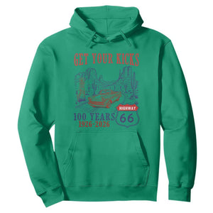 Highway 66 Get Your Kicks Centennial Road Trip 1926-2026 Hoodie TS14 Irish Green Print Your Wear