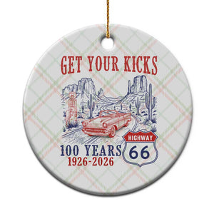 Highway 66 Get Your Kicks Centennial Road Trip 1926-2026 Ceramic Ornament TS14 1pc Christmas Plaid Print Your Wear