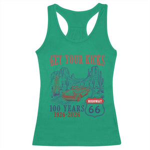 Highway 66 Get Your Kicks Centennial Road Trip 1926-2026 Racerback Tank Top TS14 Irish Green Print Your Wear