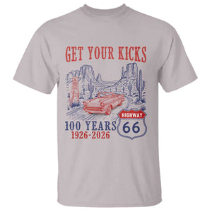 Highway 66 Get Your Kicks Centennial Road Trip 1926-2026 T Shirt TS14 Ice Gray Print Your Wear