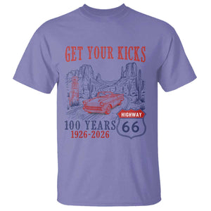 Highway 66 Get Your Kicks Centennial Road Trip 1926-2026 T Shirt TS14 Violet Print Your Wear