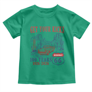 Highway 66 Get Your Kicks Centennial Road Trip 1926-2026 Toddler T Shirt TS14 Irish Green Print Your Wear