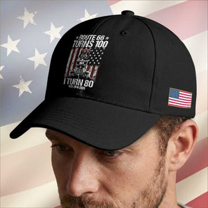 Route Highway 66 Turns 100 I Turn 80 Baseball Cap Vintage 1946 America Road Sign America Antique Car Lover 80th Birthday Gift