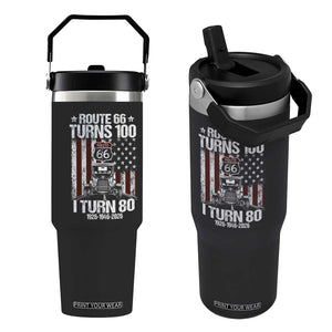 Route Highway 66 Turns 100 I Turn 80 Flip Straw Tumbler Vintage 1946 America Road Sign America Antique Car Lover 80th Birthday Gift