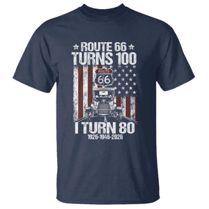 Route Highway 66 Turns 100 I Turn 80 T Shirt Vintage 1946 America Road Sign America Antique Car Lover 80th Birthday Gift
