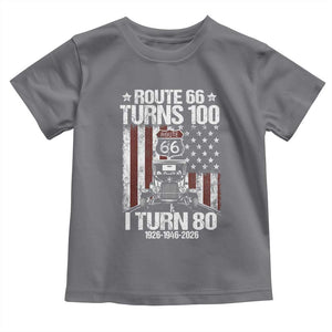 Route Highway 66 Turns 100 I Turn 80 Toddler T Shirt Vintage 1946 America Road Sign America Antique Car Lover 80th Birthday Gift