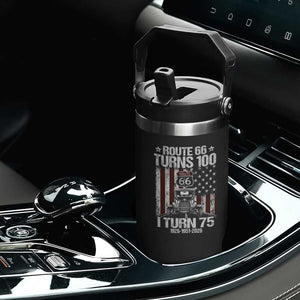 Route Highway 66 Turns 100 I Turn 75 Flip Straw Tumbler Vintage 1951 America Road Sign America Antique Car Lover 75th Birthday Gift
